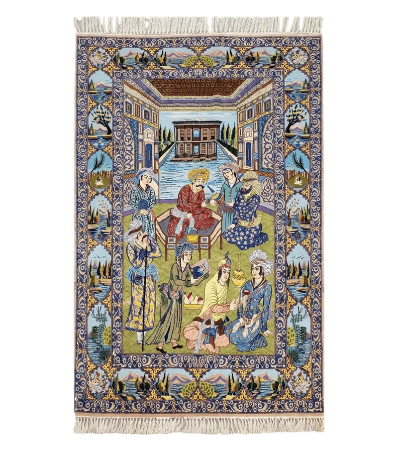 Persian Isfahan Pictorial Rug 3x5 – Kork Wool on Silk by Jewel Rugs
