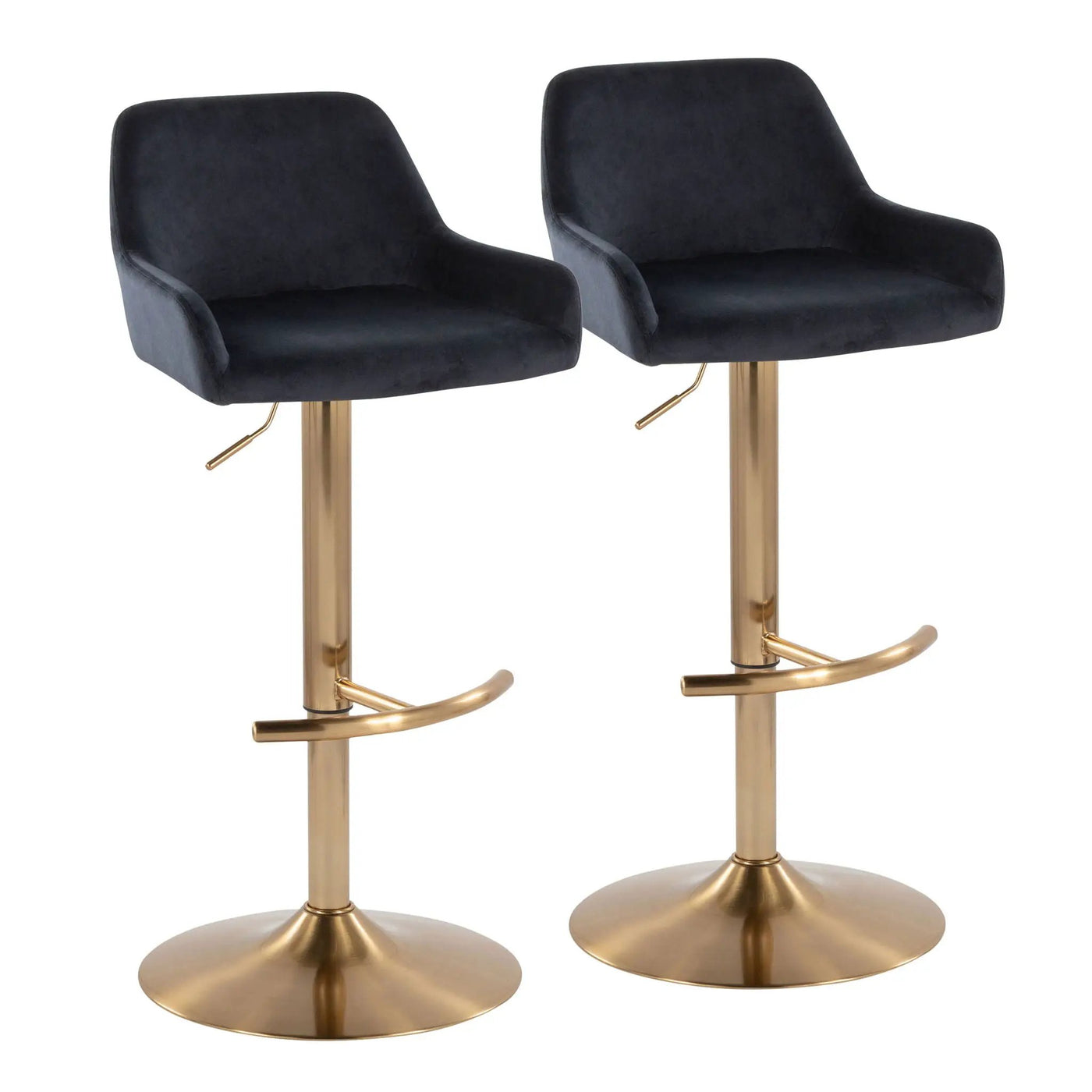 Daniella - Contemporary Adjustable Barstool With Swivel With Rounded T Footrest (Set of 2) by HouseOfZazla