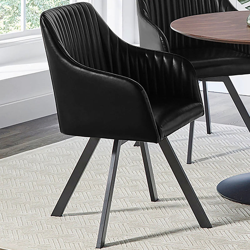 Arika Leatherette Upholstered Swivel Dining Arm Chair Black by Unique Piece Furniture