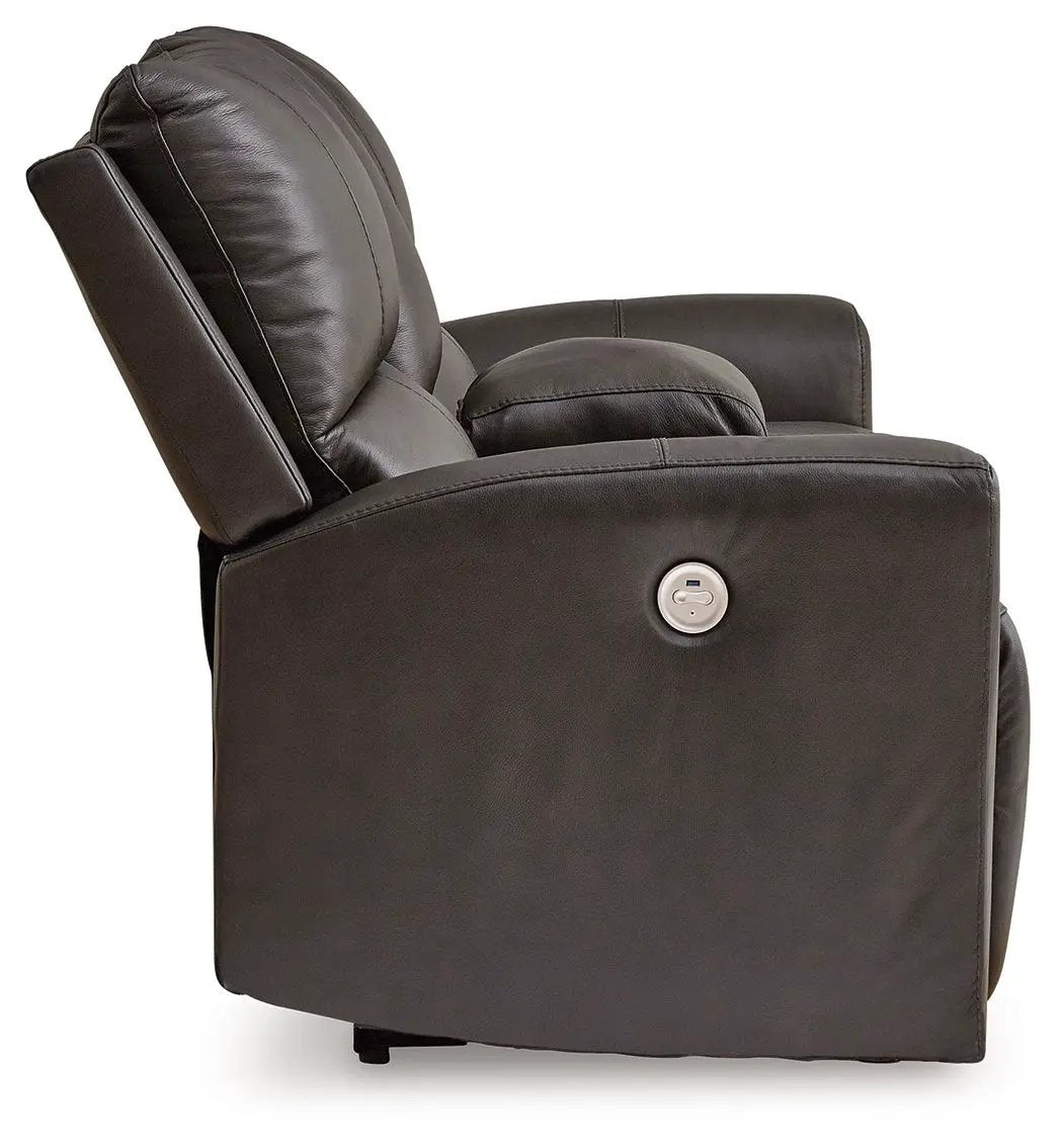 Boxmere - Dbl Power Reclining Loveseat with Console - Storm by Unique Piece Furniture