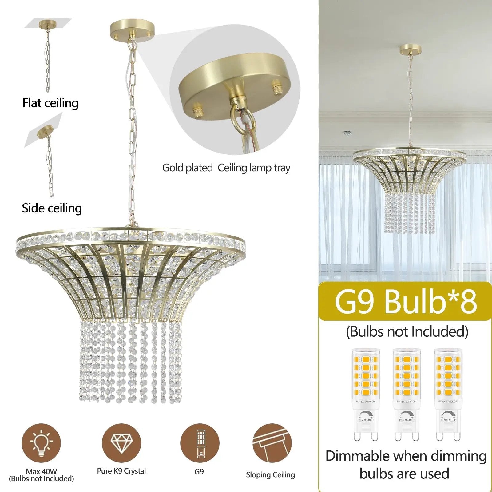 8-Light 23.6' Wide Crystal Waterfall Chandelier by HouseOfZazla