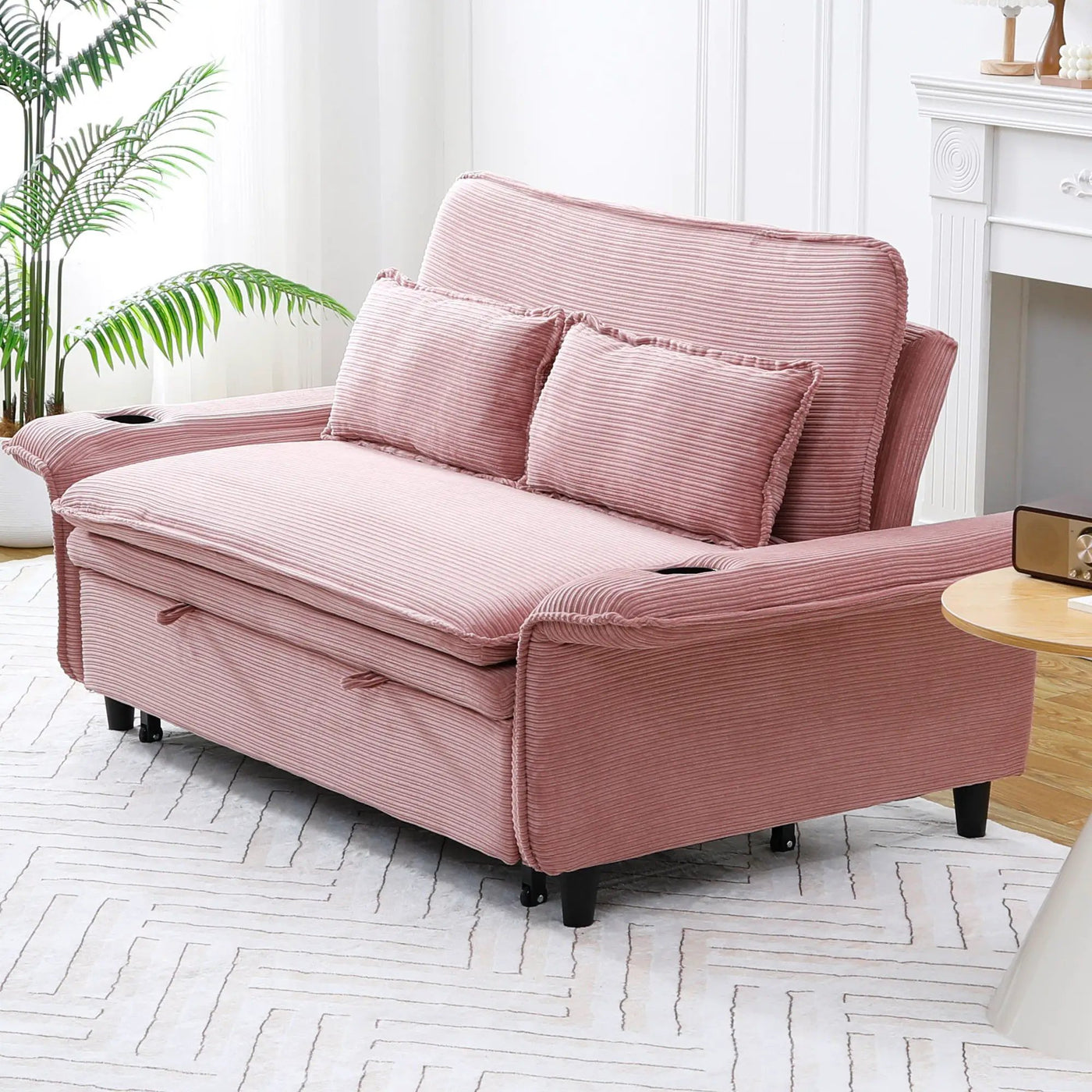 Modern Fabric Multi-Functional Sofa Bed With Adjustable Armrests And Backrests by Unique Piece Furniture