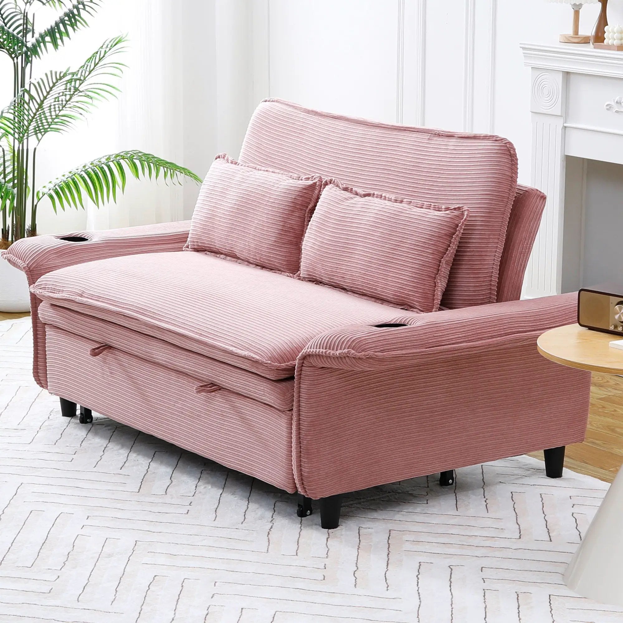 Modern Fabric Multi-Functional Sofa Bed With Adjustable Armrests And Backrests by Unique Piece Furniture