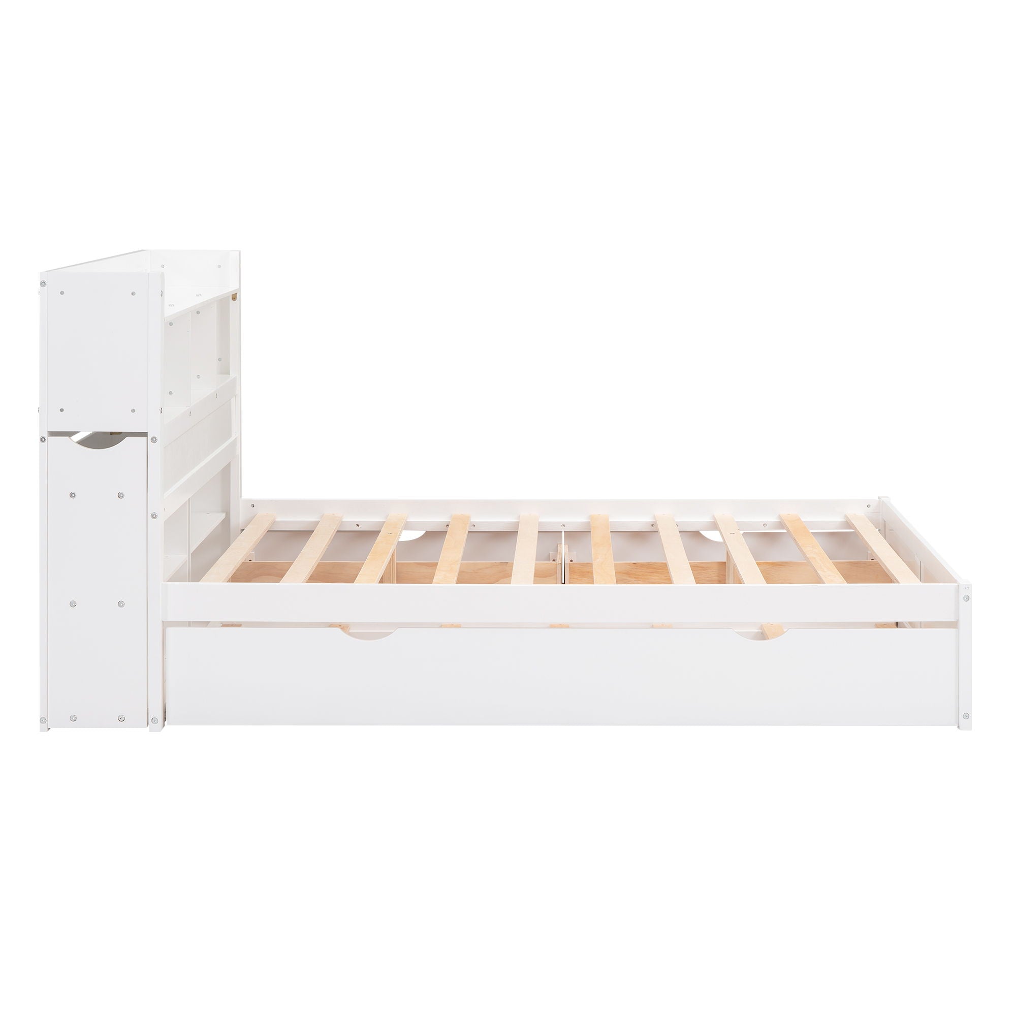 Storage Platform Bed With Pull Out Shelves, Trundle, And 2 Drawers by HouseOfZazla
