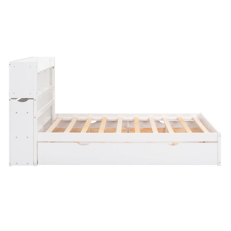 Storage Platform Bed With Pull Out Shelves, Trundle, And 2 Drawers by HouseOfZazla