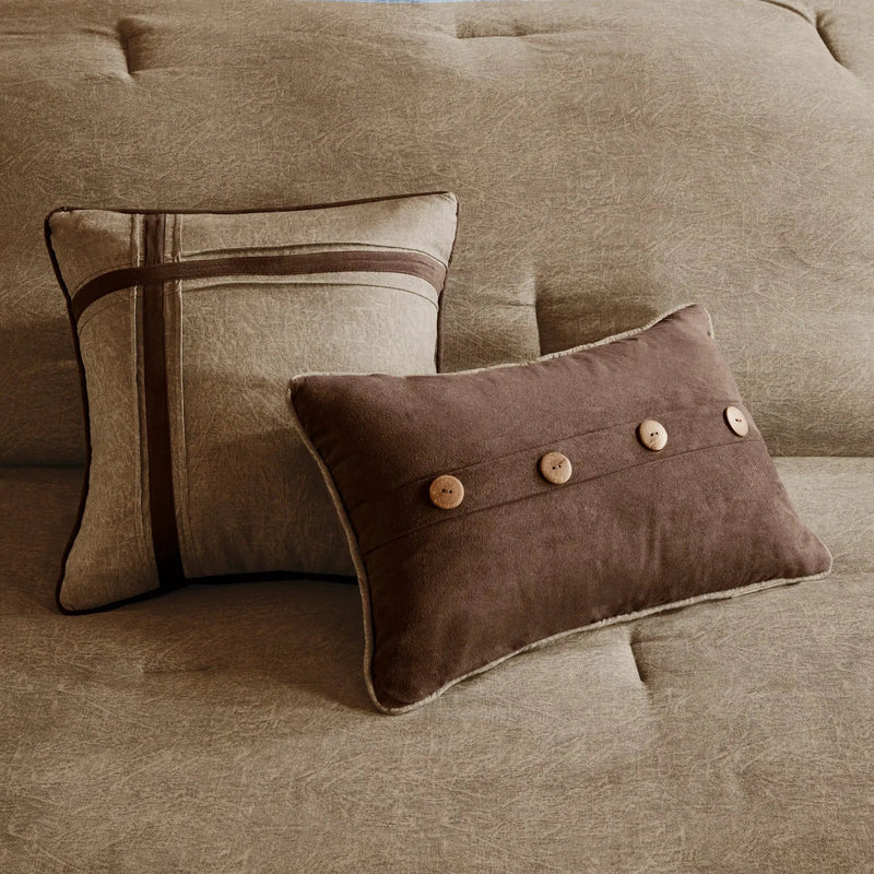 7 Piece Faux Suede Comforter Set Brown King by HouseOfZazla