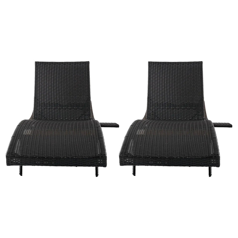 K&K 80'' Patio Wicker Chaise Lounge Chairs Set of 2 by HouseOfZazla