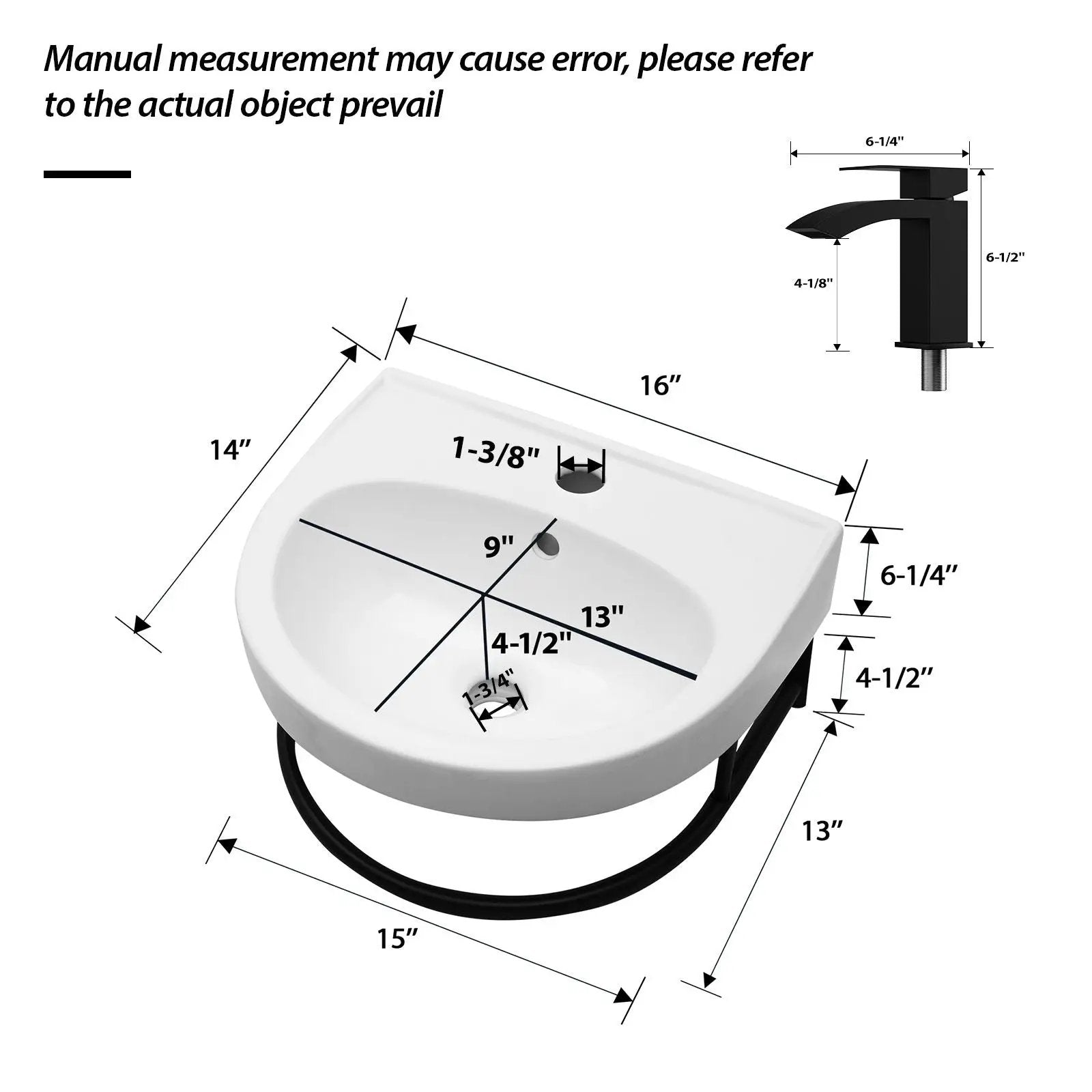 Wall Mounted Bathroom Sink With Towel Bar And Faucet - White / Black by HouseOfZazla