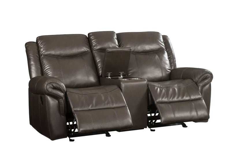 Lydia - Leather Aire Motion Loveseat With USB Console - Brown by HouseOfZazla
