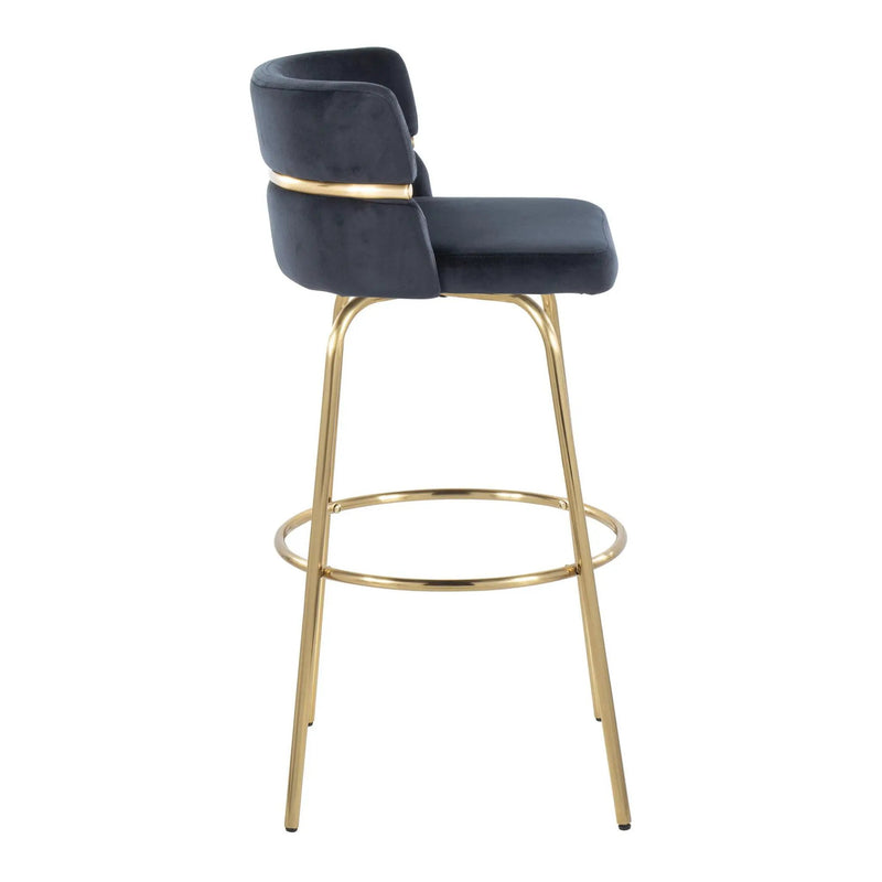 Cinch - Glam / Art Deco Fixed Height Barstool With Swivel With Round Footrest (Set of 2) by Unique Piece Furniture