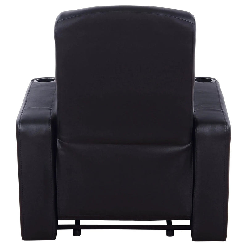 Upholstered Recliner With Cup Holder Comfort Lounge Chair - Black by Unique Piece Furniture