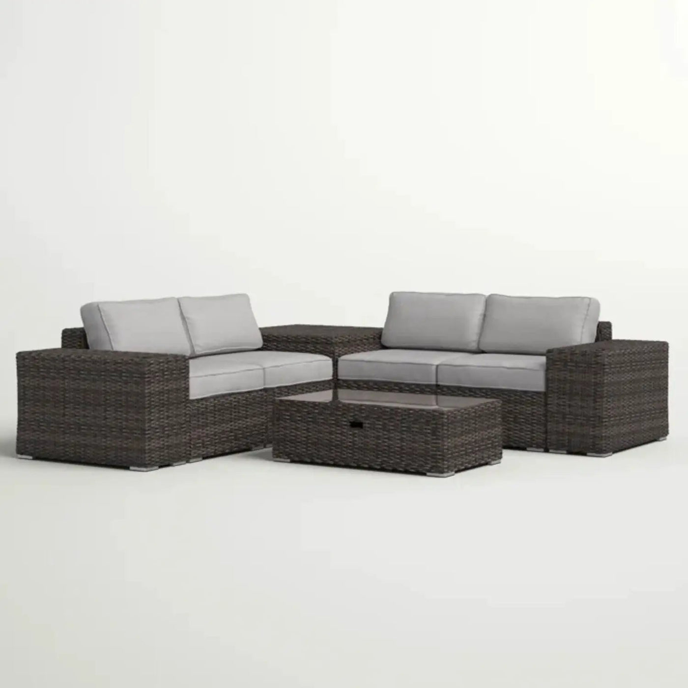 Modern Patio Rattan Sectional Set With Cushions by HouseOfZazla