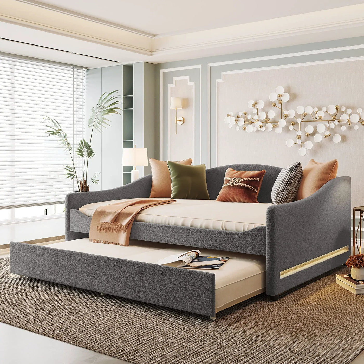 Upholstered Daybed With Light And Trundle by Unique Piece Furniture