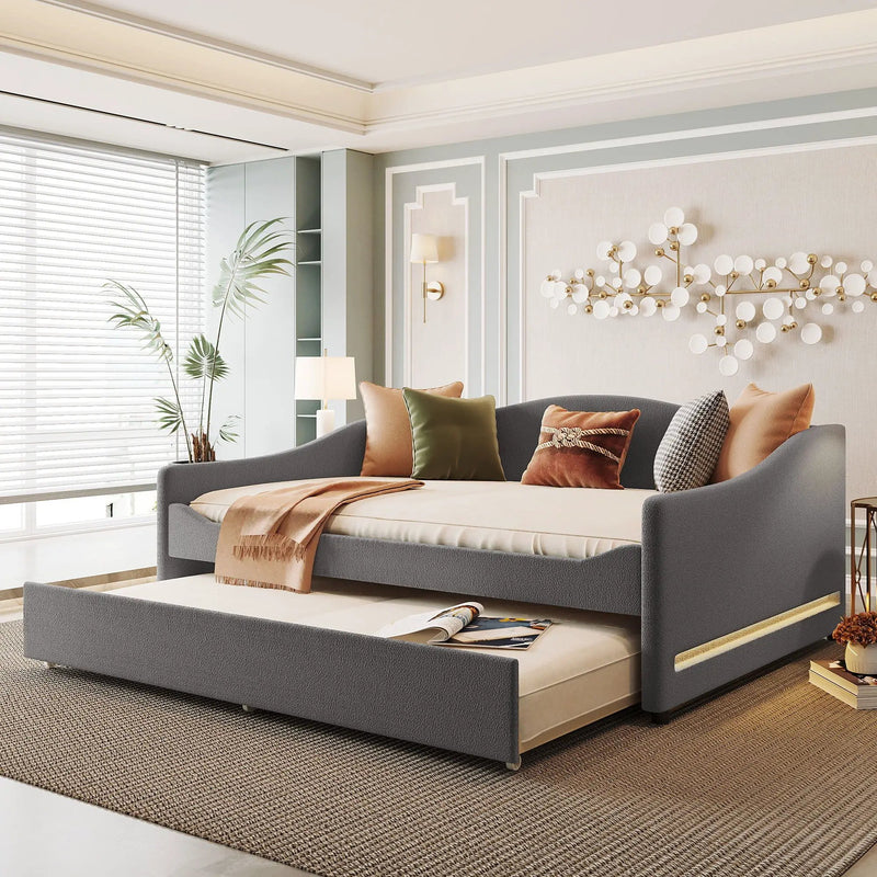 Upholstered Daybed With Light And Trundle by Unique Piece Furniture