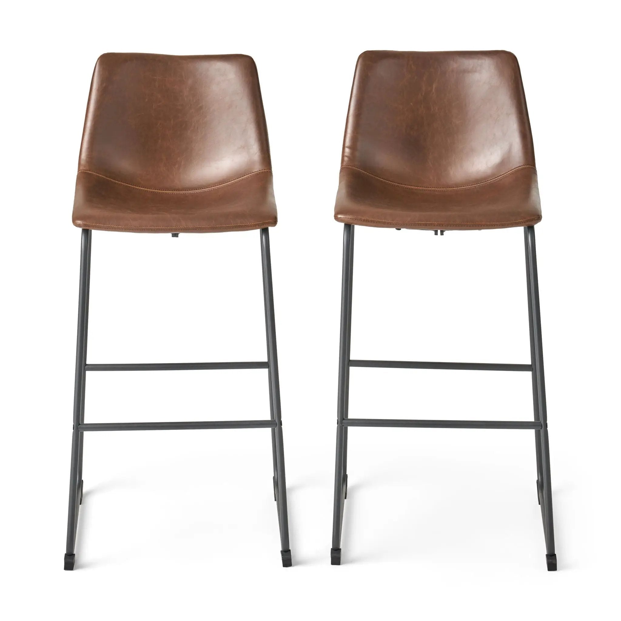 Barstool With Upholstery And Foot Rail - Vintage Brown by HouseOfZazla