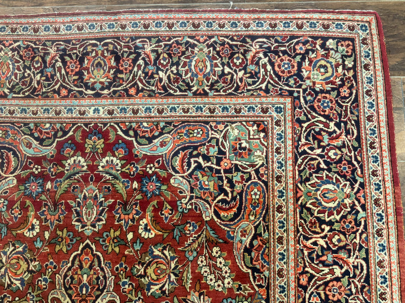 Persian Kashan Rug 4x7, Red, Floral Medallion, Vintage, Wool by Jewel Rugs