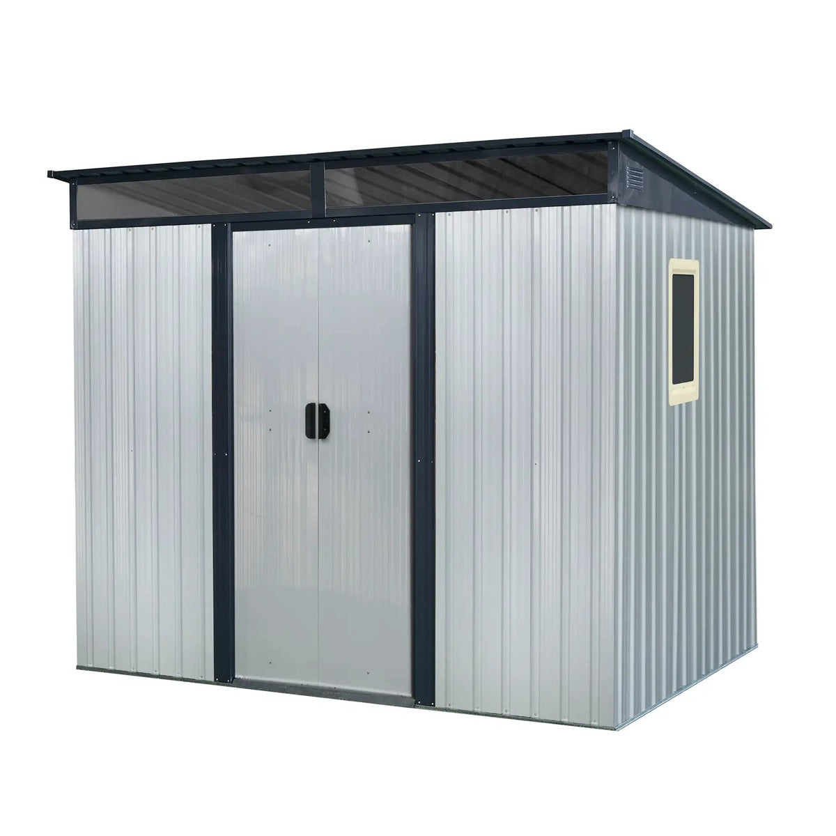 8 ft x 6 ft Outdoor Metal Storage Shed with Window by HouseOfZazla