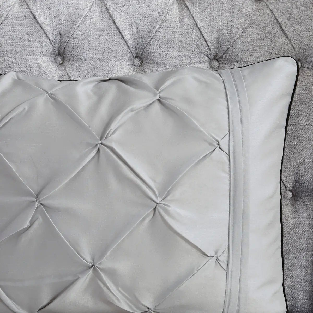 7 Piece Tufted Comforter Set Grey King by HouseOfZazla
