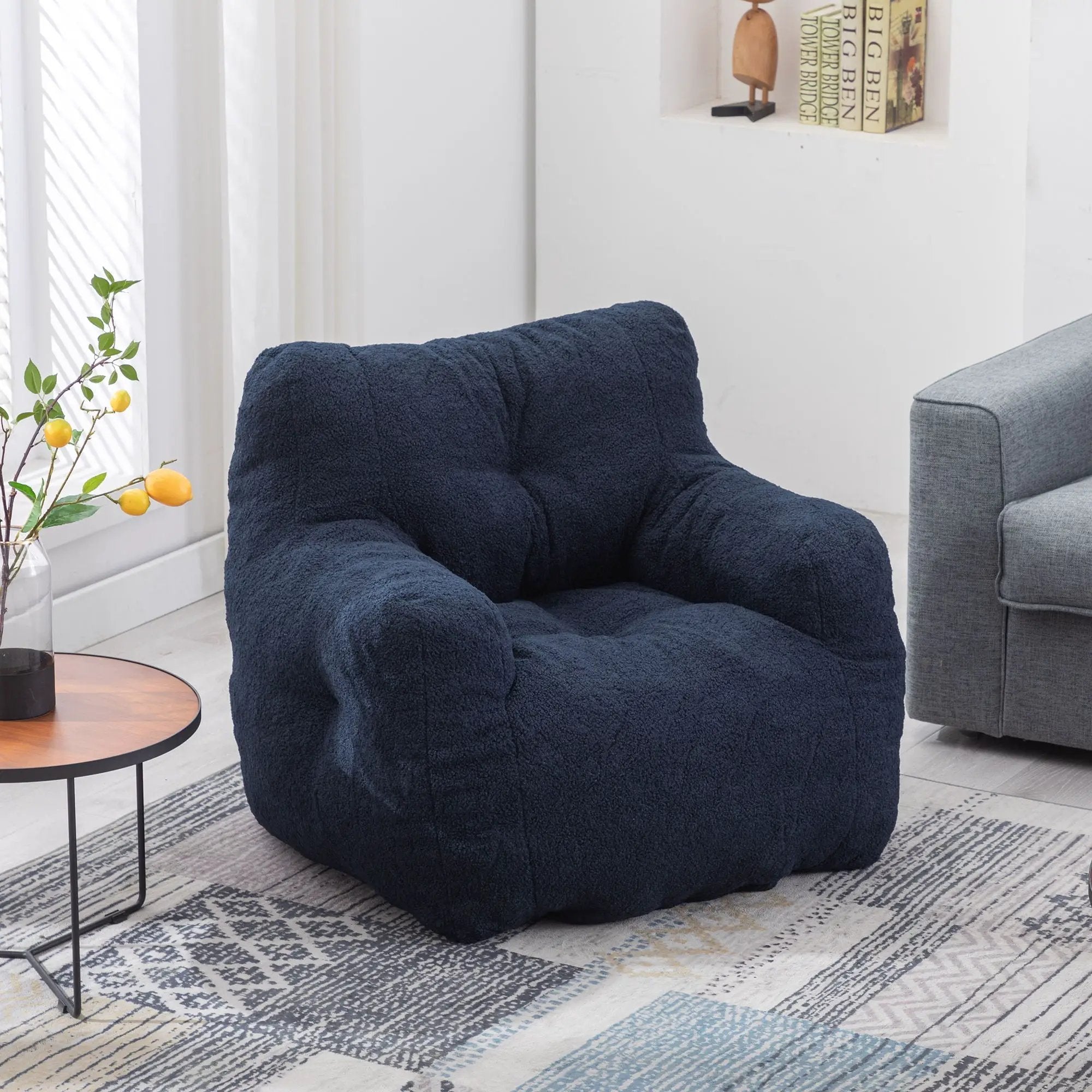 Soft Teddy Fabric Tufted Foam Bean Bag Chair With Teddy Fabric by HouseOfZazla