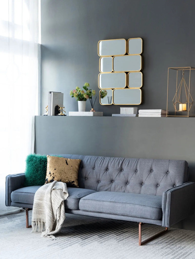 Mirror With en Metal Framed Decorative Rectangle Mirror For Bedroom Dressing Room, Hallway Or Living Spac - Gold by Unique Piece Furniture