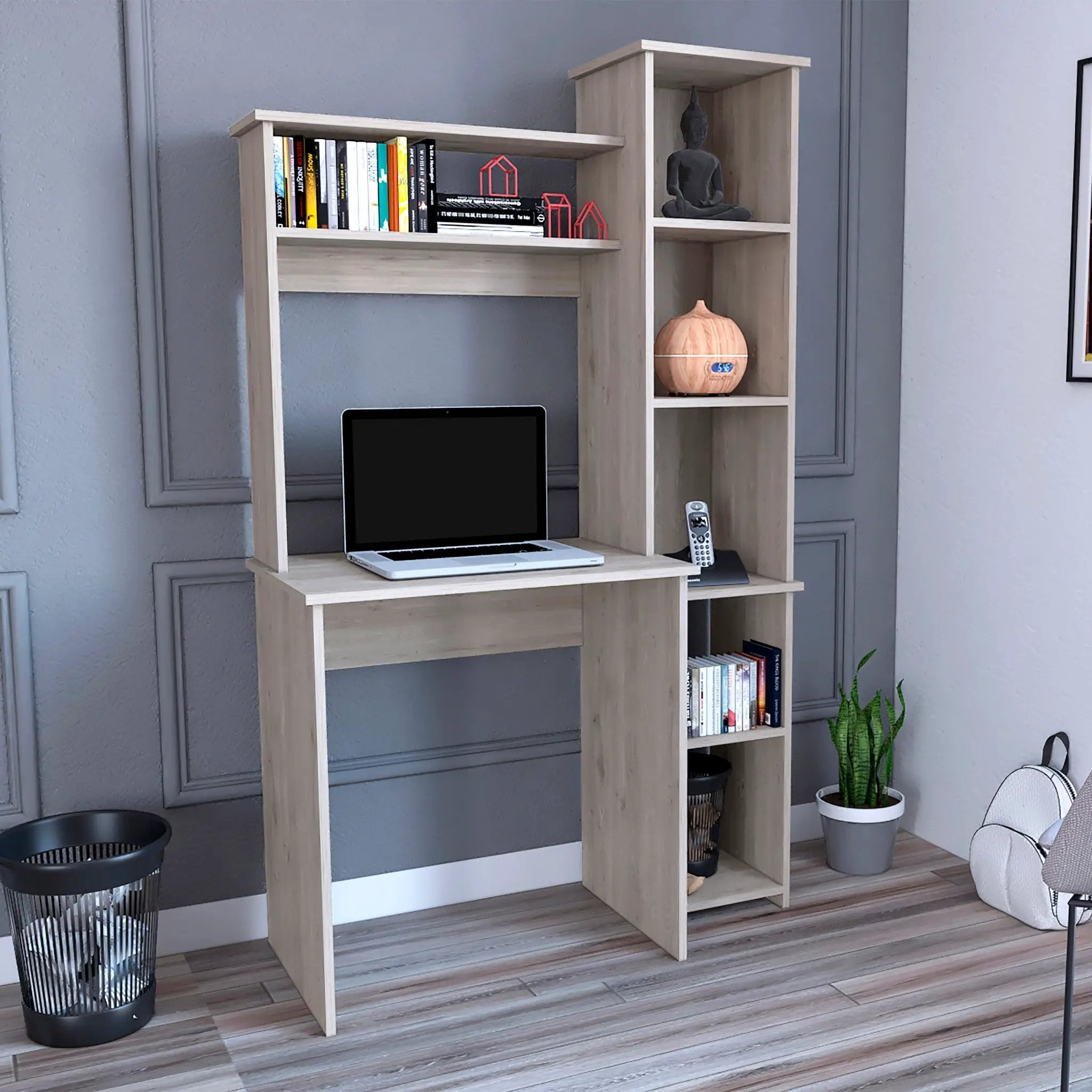 Versalles Writing Desk, Two Superior Shelves, Five Cubbies - Light by HouseOfZazla