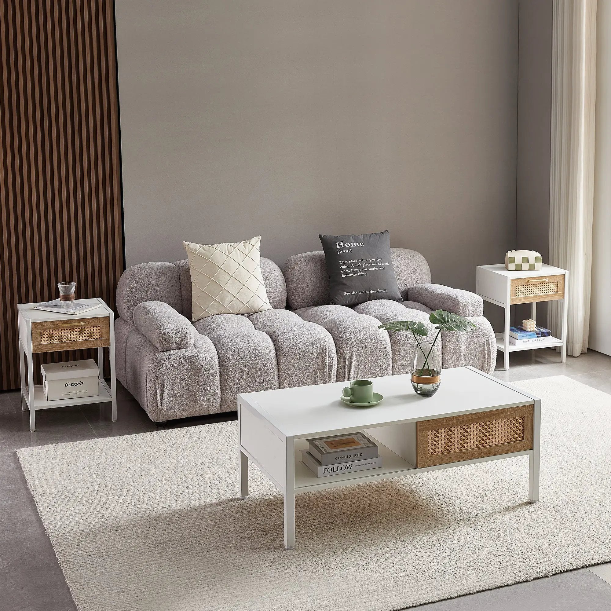 Modern Rattan Coffee Table with Sliding Door by HouseOfZazla