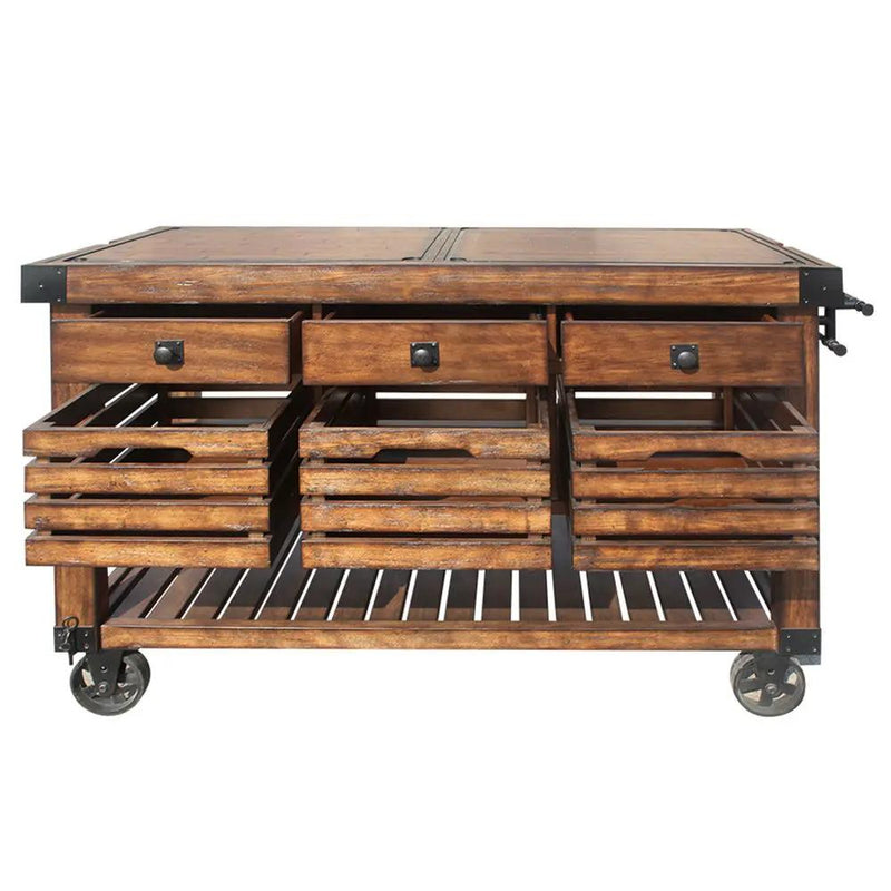 Kaif - Kitchen Cart - Distressed Chestnut by Unique Piece Furniture