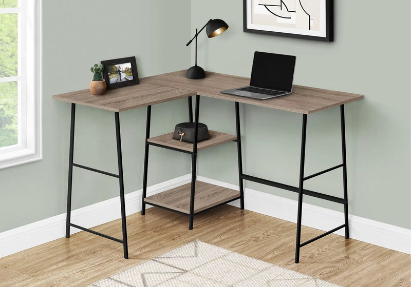 L-Shape Corner Computer Desk with Storage Shelves by HouseOfZazla