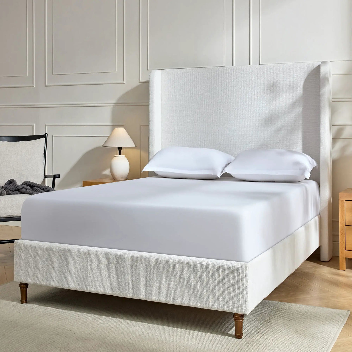 Harper - Tall Headboard Upholstered Bed / High Headboard / Elegant Simplicity / No Box Spring Needed by Unique Piece Furniture