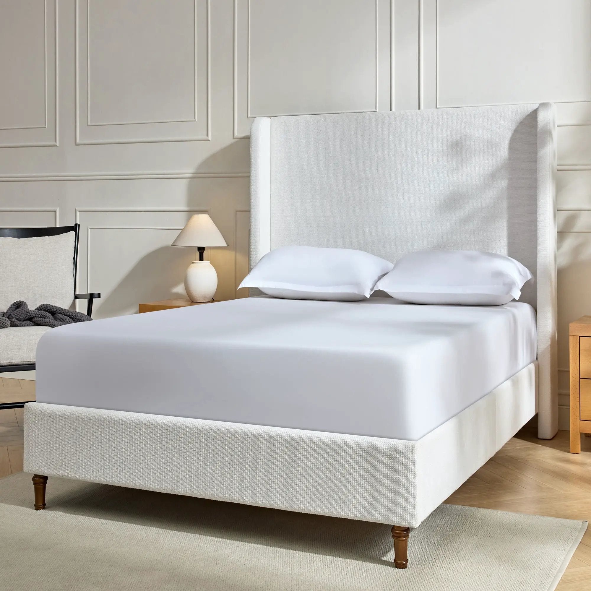 Harper - Tall Headboard Upholstered Bed / High Headboard / Elegant Simplicity / No Box Spring Needed by Unique Piece Furniture