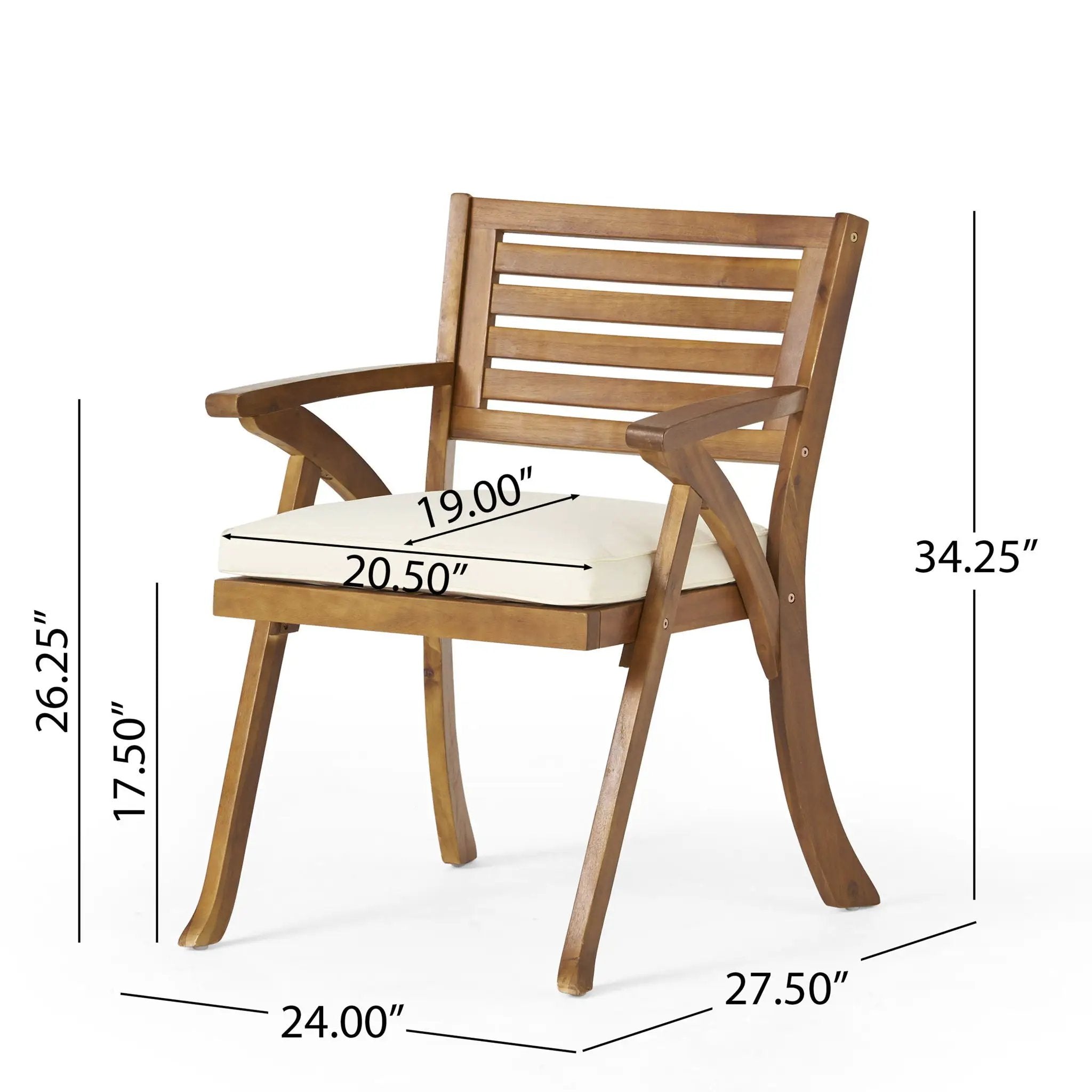 Dining Chair With Water-Resistant Cushion - Teak Wood by HouseOfZazla