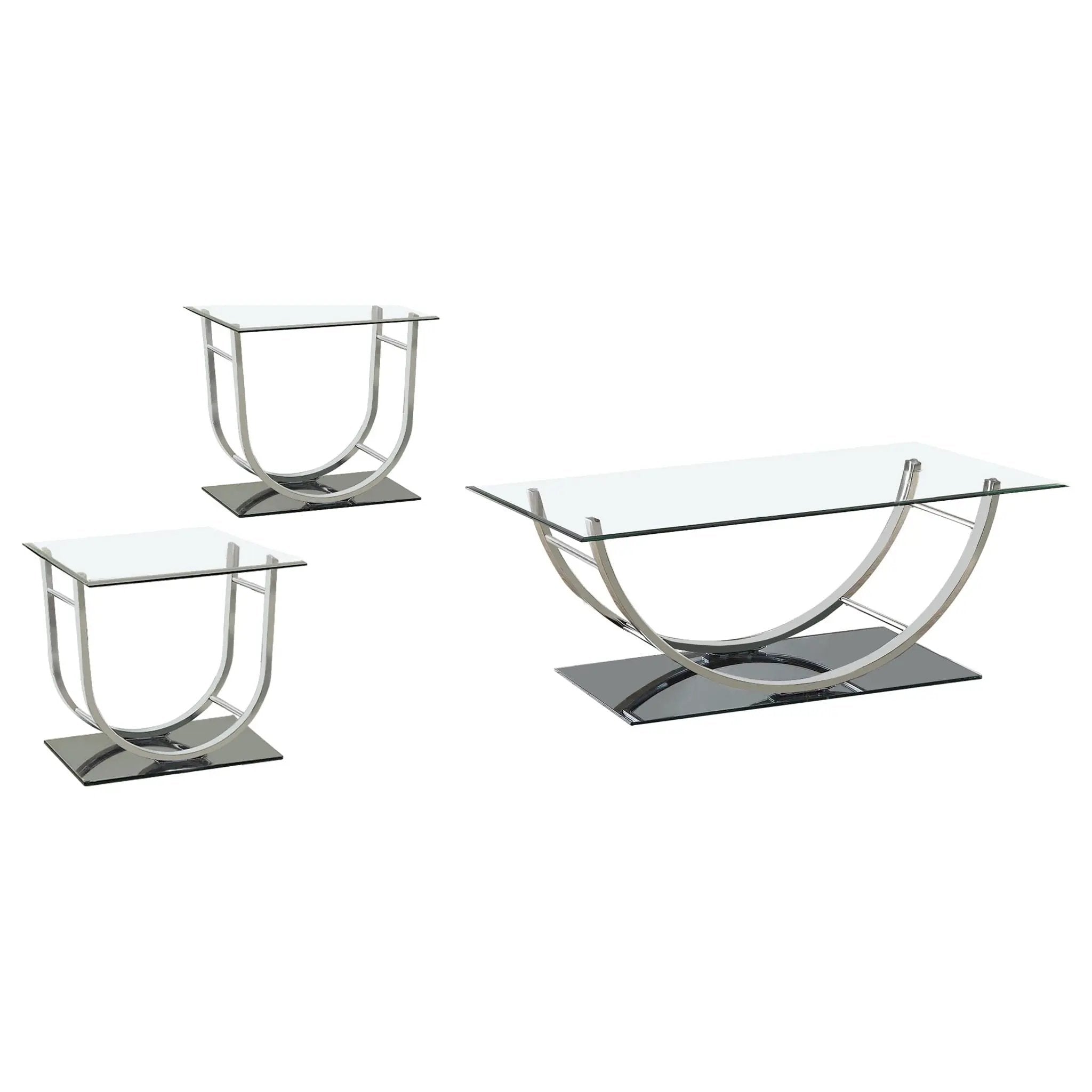 Danville 3-piece Glass Top Coffee and End Table Set Chrome by Unique Piece Furniture