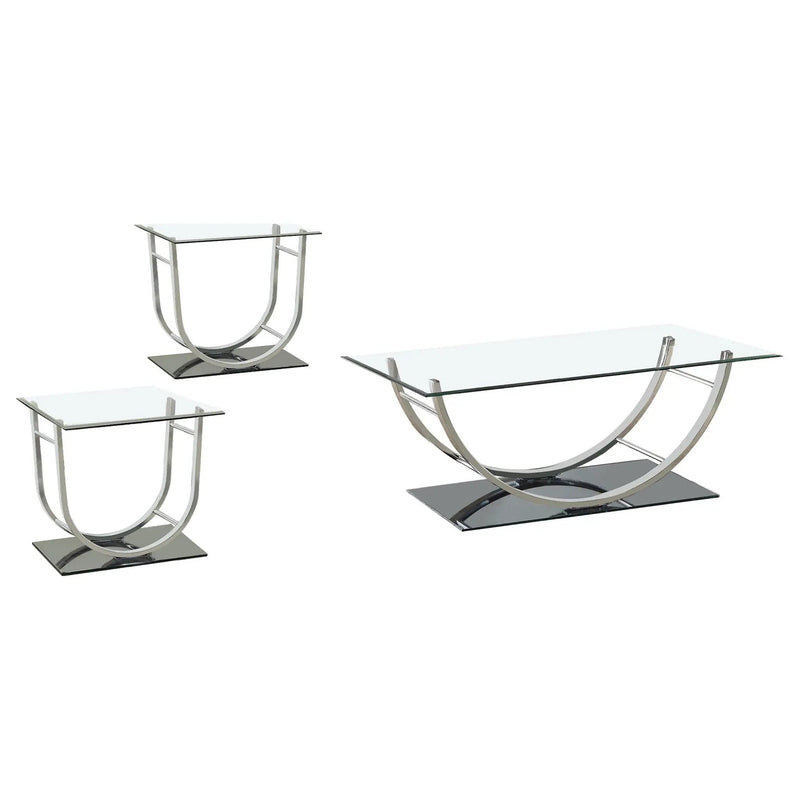 Danville 3-piece Glass Top Coffee and End Table Set Chrome by Unique Piece Furniture