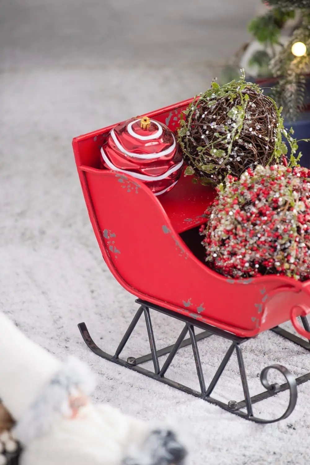 Iron Sleigh Large, Distressed Christmas Santa Sleigh Holiday Decoration by Unique Piece Furniture