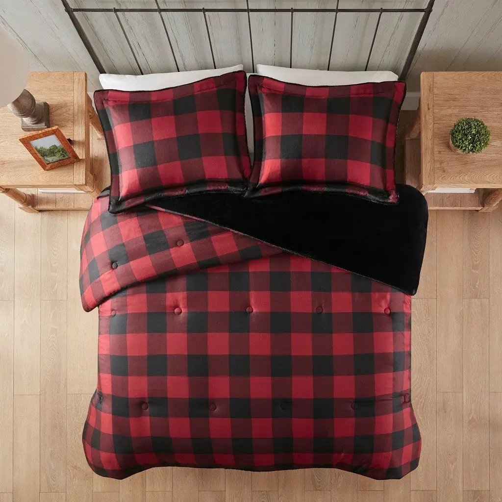 King/Cal King Faux Wool to Faux Fur Down Alternative Comforter Set by HouseOfZazla