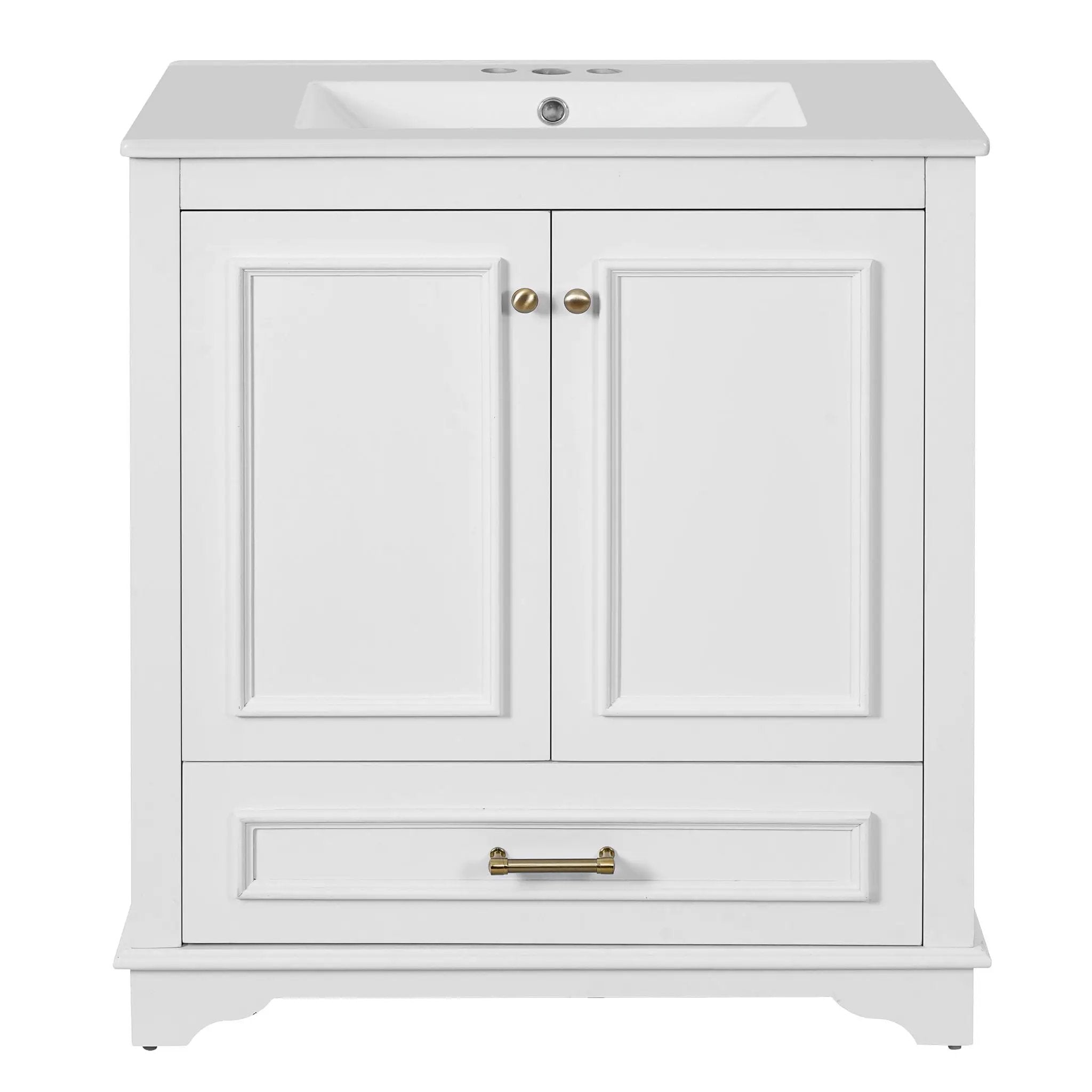 Bathroom Vanity With Sink, Cabinet & 2 Soft Closing Doors & Adjustable Shelf by HouseOfZazla