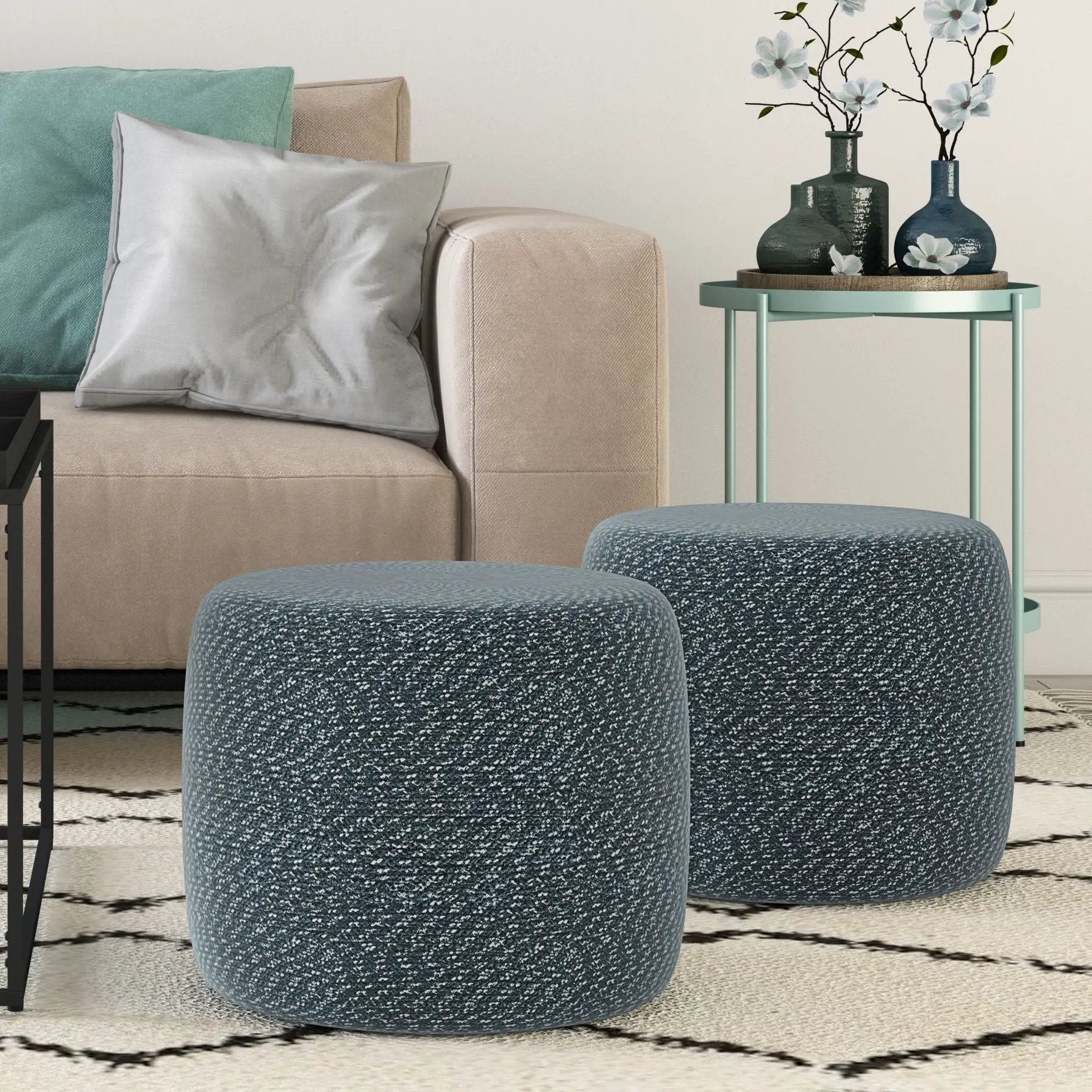 Bayley - Versatile Round Braided Pouf by Unique Piece Furniture