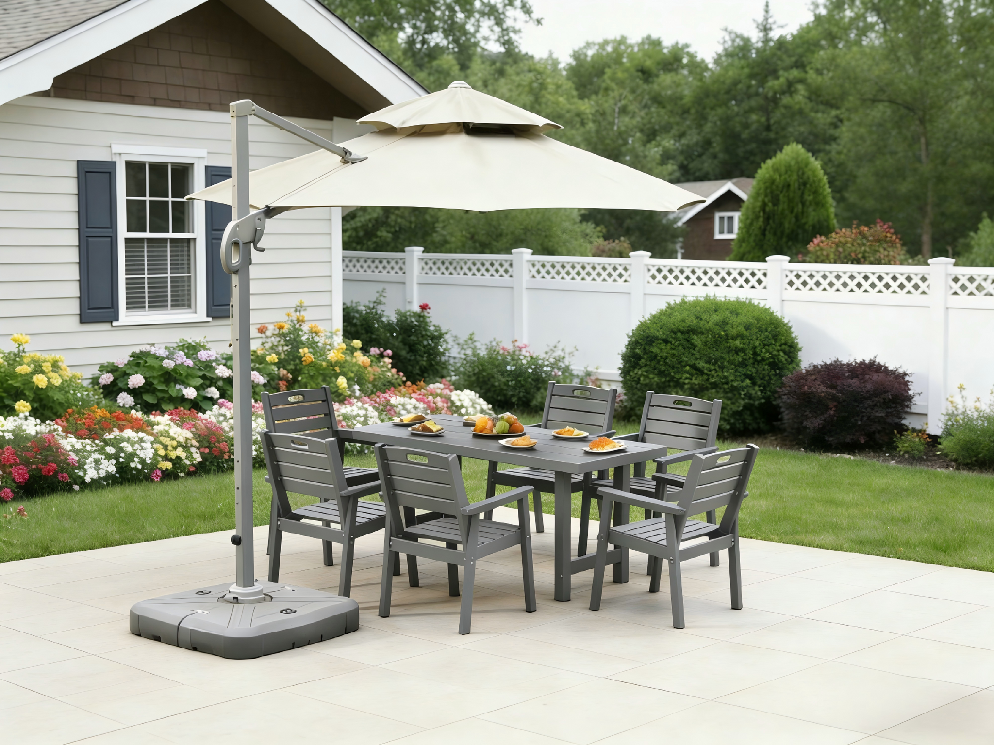HDPE Outdoor Patio Dining Set - Table and Six Chairs by HouseOfZazla