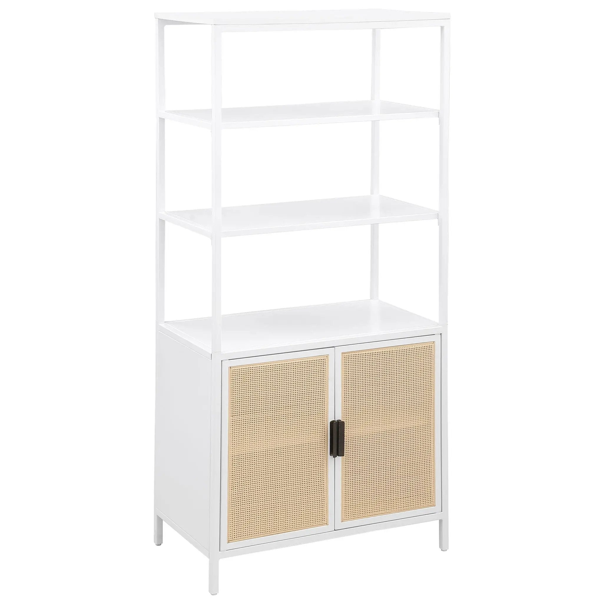 Amherst 3-shelf Radio Weave Cane Metal Accent Cabinet White by Unique Piece Furniture