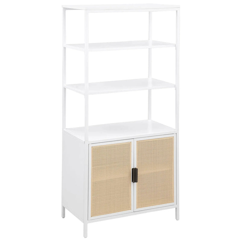 Amherst 3-shelf Radio Weave Cane Metal Accent Cabinet White by Unique Piece Furniture