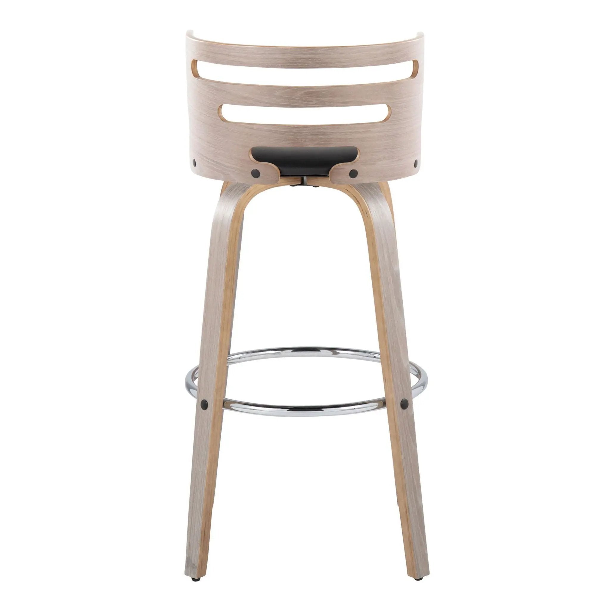 Cosini - Mid Century Modern Fixed Height, Barstool With Swivel With Round Footrest (Set of 2) by HouseOfZazla