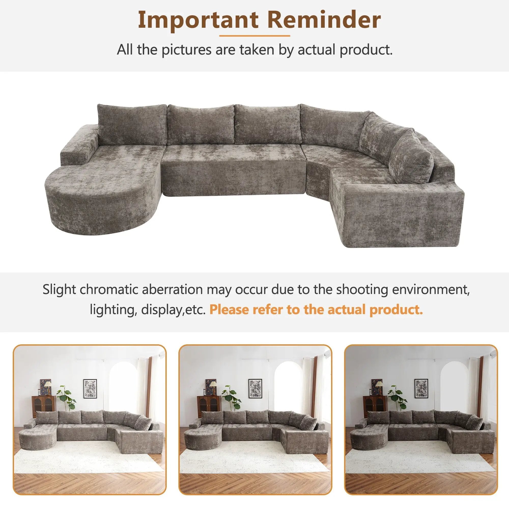 U-Shaped Oversized Modular Cloud Sectional Sofa With Deep Seat For Living Room by HouseOfZazla
