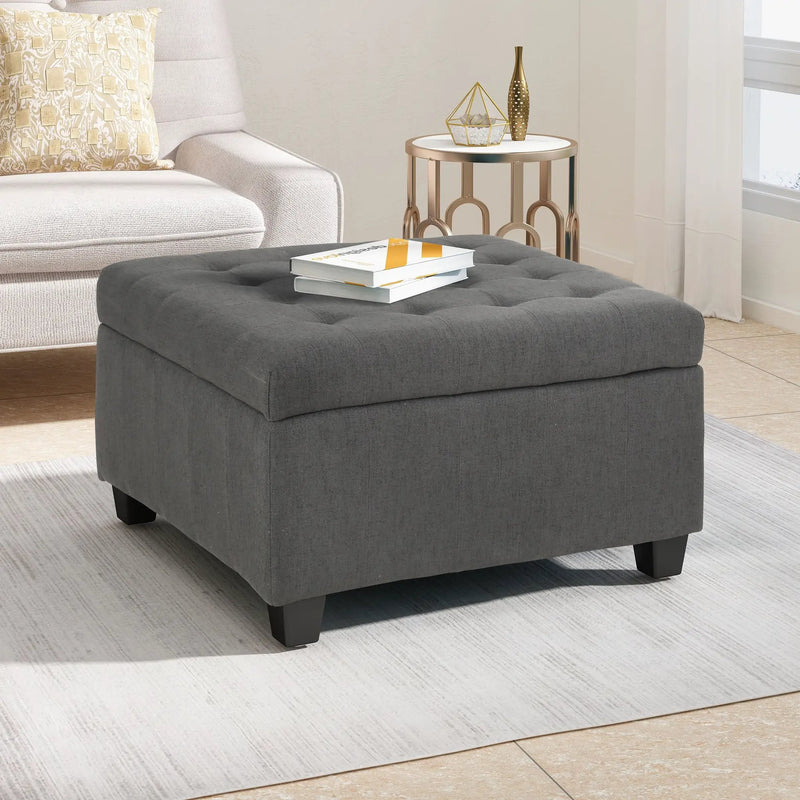 Upholstered Tufted Fabric Storage Ottoman by HouseOfZazla
