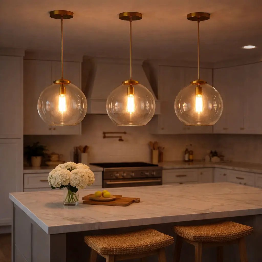 Gleam - Single Light Pendant Lamp With Clear Globe Satin - Antique Brass / Clear / Gold by Unique Piece Furniture