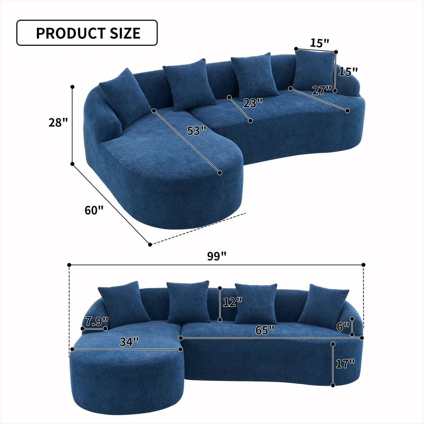 Combined Sofa With 4 Pillows by HouseOfZazla