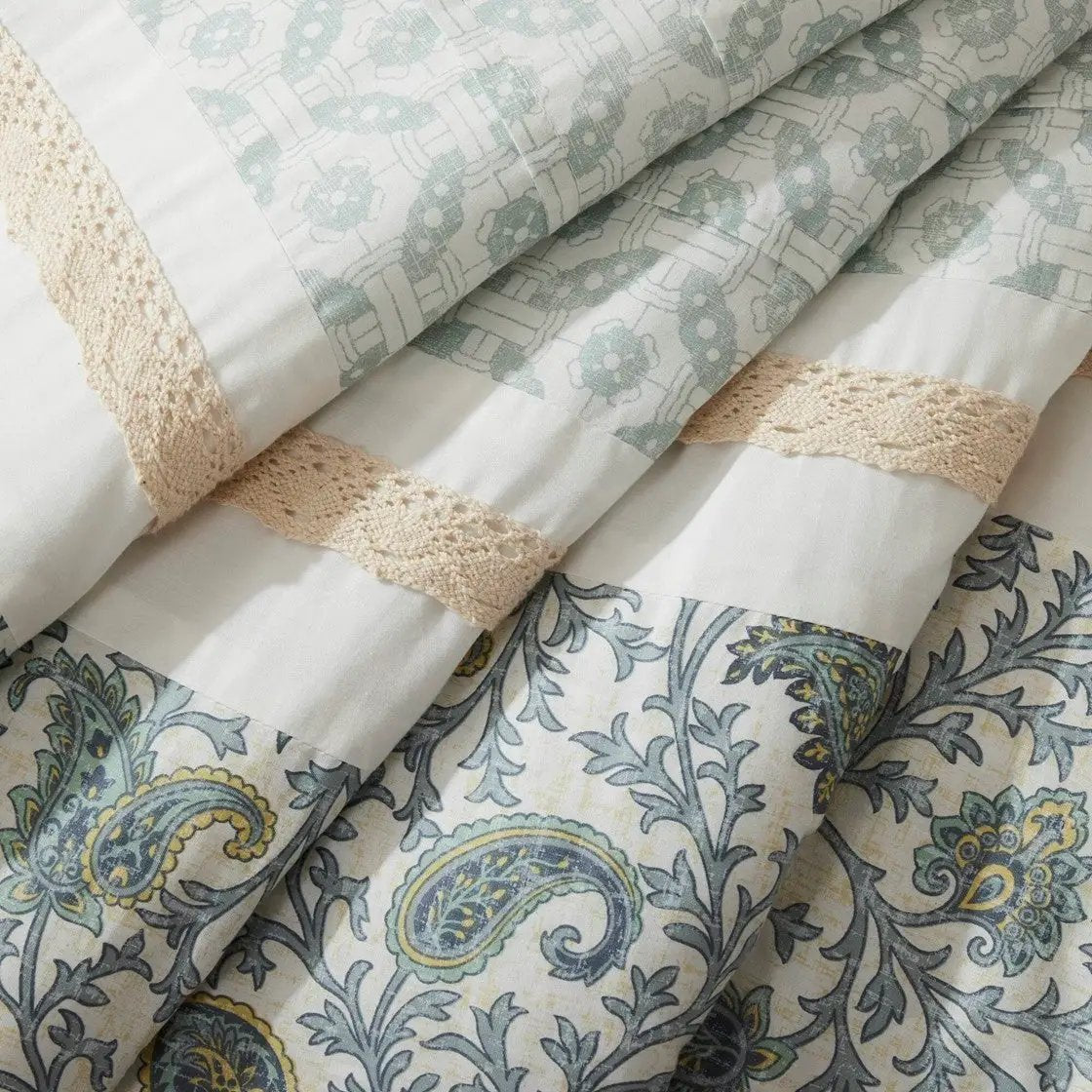9 Piece Cotton Percale Comforter Set Aqua by HouseOfZazla