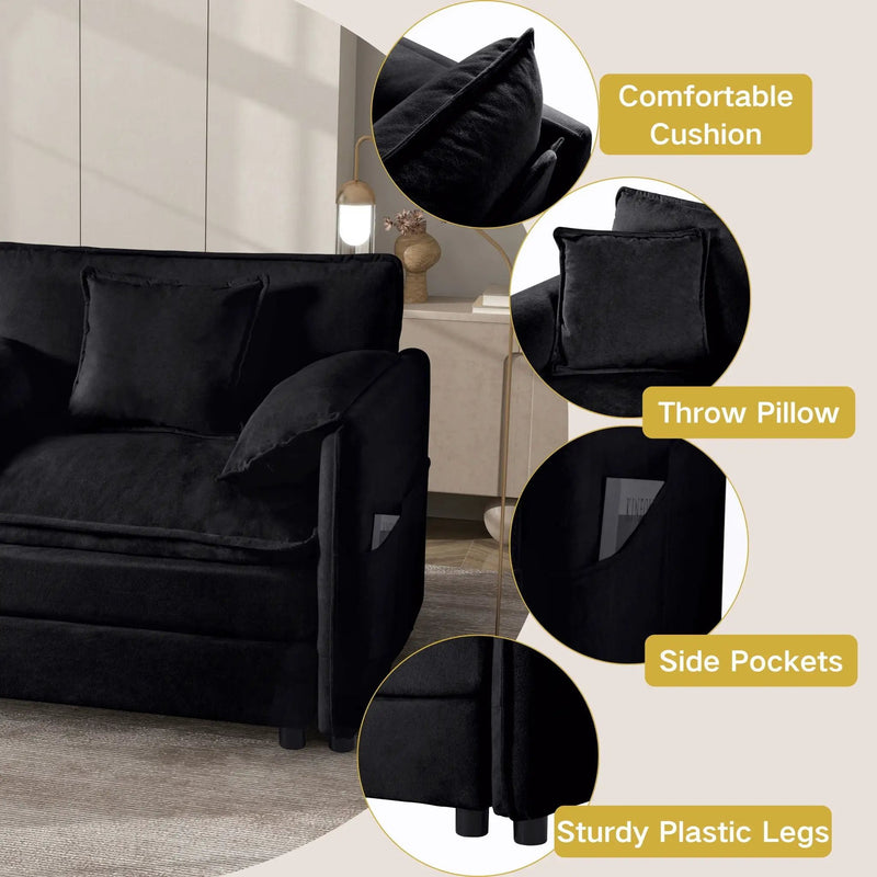 Modern Comfy Deep Seat Modular Sectional Sofa Cloud Couch With Ottoman by HouseOfZazla