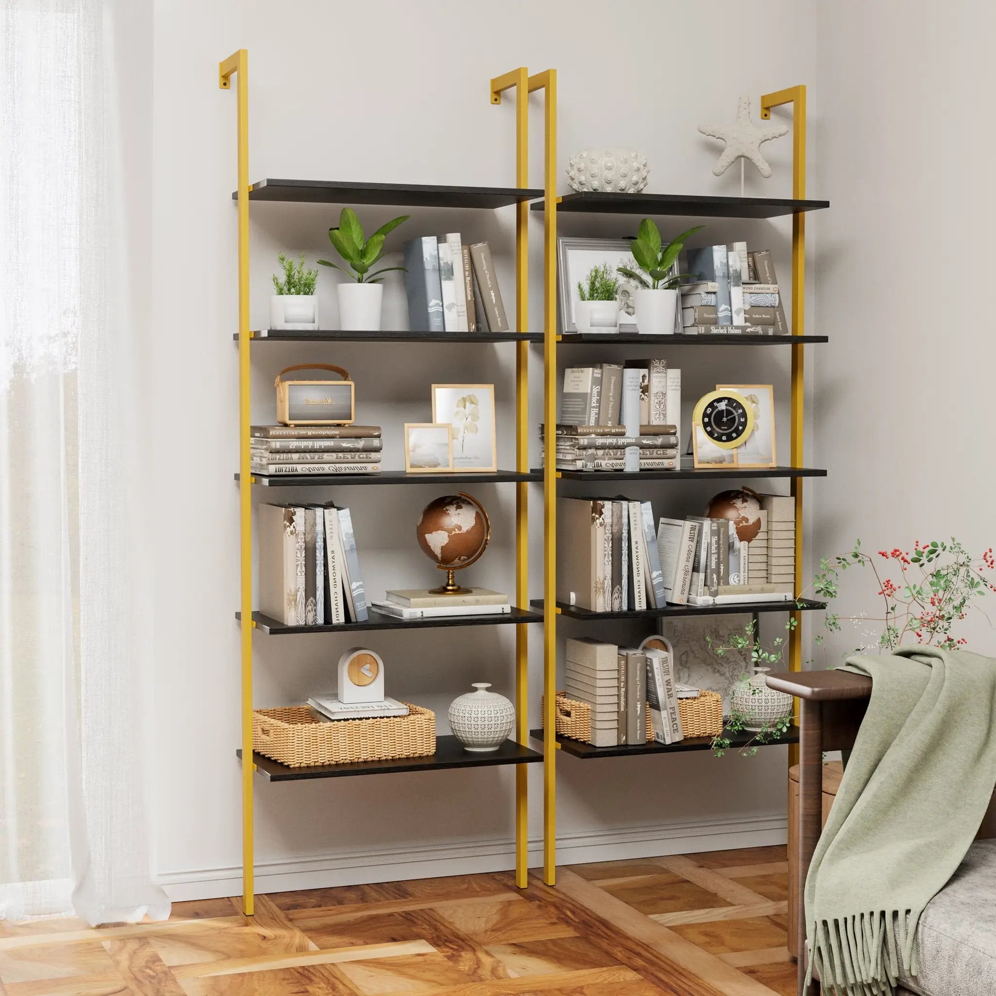 5-Tier Bookshelf Solid Wood Ladder Shelf by HouseOfZazla