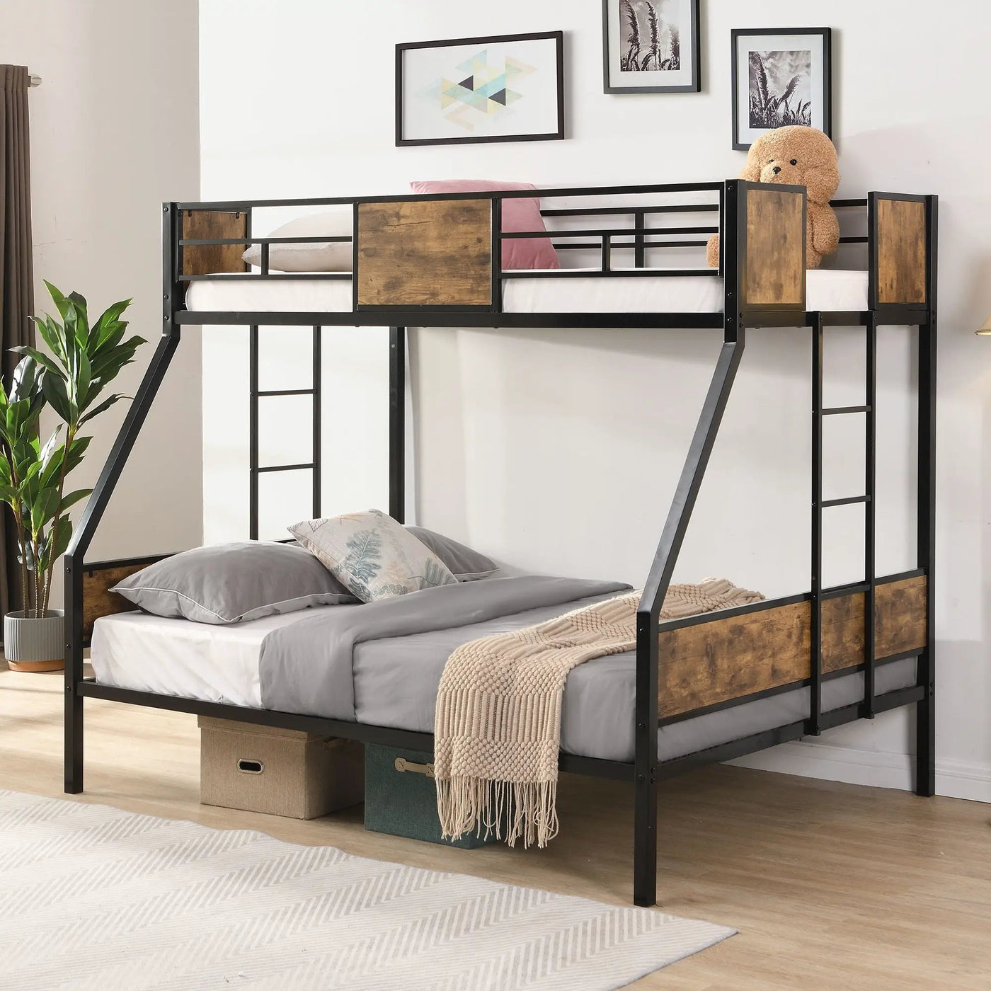 Modern Metal Bunk Bed With Dual Side Ladder And Metal Desig by HouseOfZazla