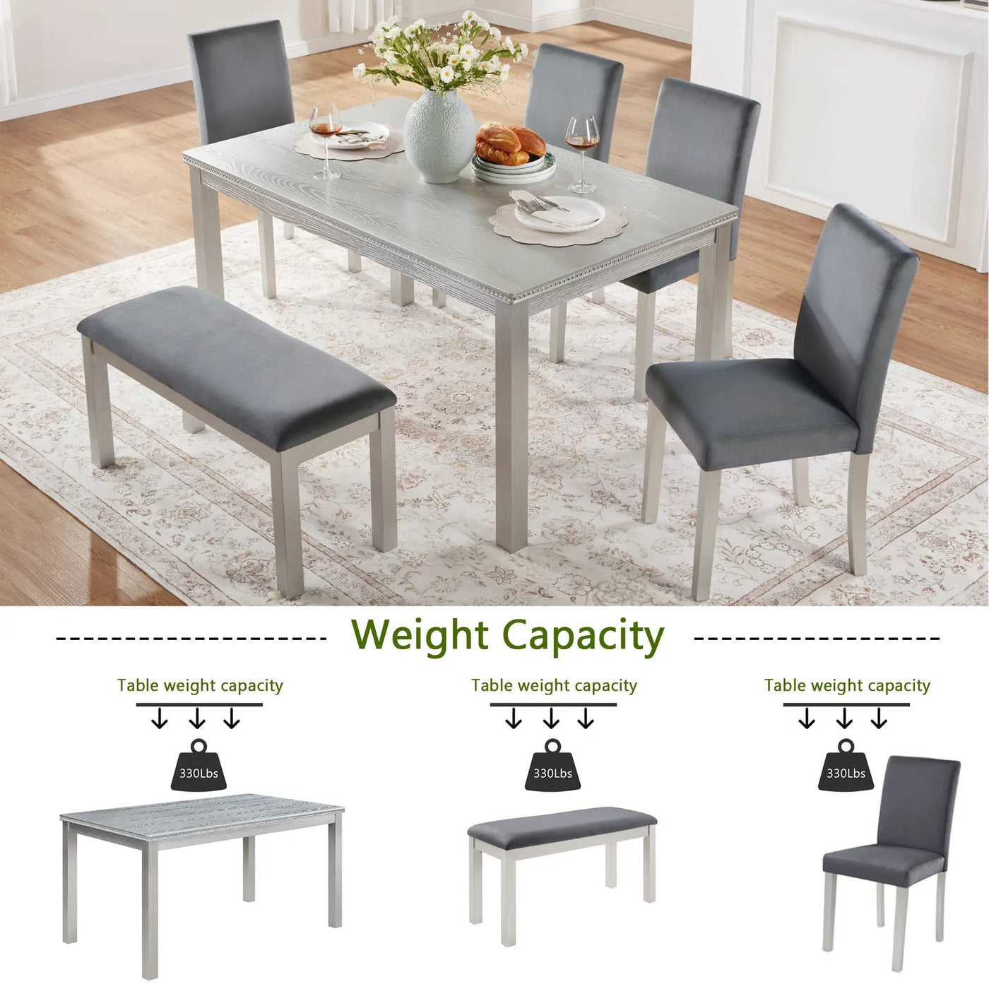 Dining Table Set, Table With A Rectangular Table And Upholstered Chairs by HouseOfZazla